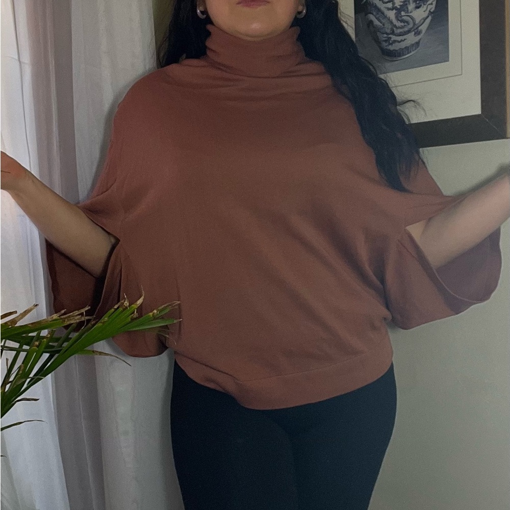 UKASTYLE TOP PONCHO STYLE SIZE M BROWN - Picture 2 of 15